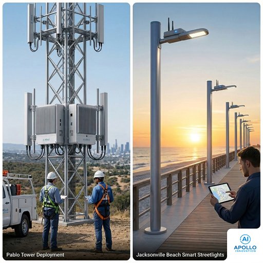 Apollo NB-IoT infrastructure deployment — goRAN base station and NLC smart streetlights